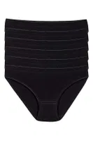 Likralı İz Yapmaz Kadın Siyah 6'lı Paket Bikini Külot Yıldız 3726 Siyah
