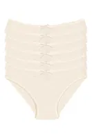 Likralı Kaşkorse Ekru 6'lı Paket Kadın Bikini Külot Yıldız 3553 Ekru