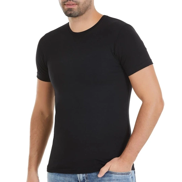Likralı O-Yaka Kısa Kollu Erkek T-Shirt Siyah Yıldız 91