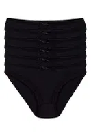 Likralı Siyah 6'lı Paket Dantelli Kadın Bikini Külot Yıldız 3771 Siyah