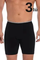 Likralı Siyah Uzun Boxer 3lü Paket Arma Yıldız 1173 - 3 ADET Siyah