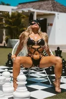 Maskeli Fantazi Siyah Harness Kostüm missisX 2160 Siyah