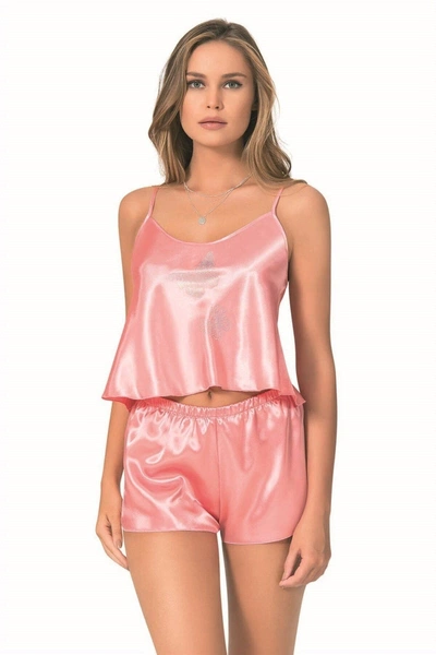 Mercan Saten Babydoll Şort Takımı Ahu Primoda 9080