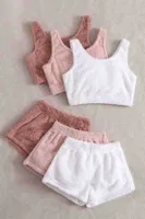 Merry See 3 Lü Set Kolsuz Askılı Peluş Polar Alt Üst Şortlu Pijama Takımı Çok Renkli MS 4080 Çok Renkli farklı açı