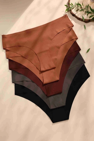 5Li İz Yapmaz Likralı Dikişsiz Lazer Kesim Bikini Slip Külot Çok Renkli Merry See 4503