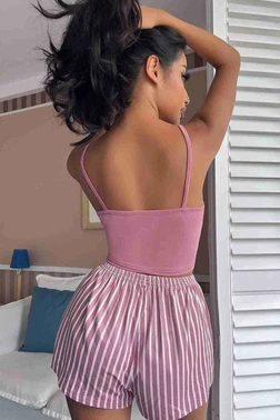 Merry See Askılı Sleep Basklı Sortlu Pijama Takımı Merry See MS4070 - Alternatif Görünüm