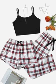 Baskılı Ultrasoft Askılı 3Lü Sortlu Kadın Pijama Takımı Merry See MS 4074