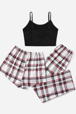 Baskılı Ultrasoft Askılı 3Lü Sortlu Kadın Pijama Takımı Merry See MS 4074 - Alternatif Görünüm