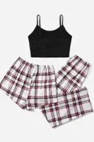 Baskılı Ultrasoft Askılı 3Lü Sortlu Kadın Pijama Takımı Merry See MS 4074 Çok Renkli detay görünüm