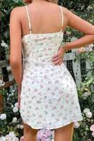 Çiçek Desenli Mini Diz Üstü Elbise Çok Renkli Merry See MS 2951 detay görünüm