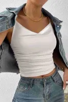 İnce Askılı Degaje Yaka Kadın Crop Beyaz Merry See 3900 Beyaz görsel 6