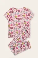 Kısa Kollu Donut Baskılı Kadın Pijama Takımı Merry See MS 4068 Çok Renkli detay görünüm