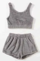 Kolsuz Askılı Peluş Polar Alt Üst Şortlu Pijama Takımı Gri Merry See MS4078 Gri görsel 4