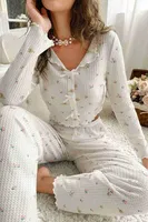 Örme Kumaş Baskılı Uzun Kollu Pijama Takımı Merry See MS4072 Çok Renkli