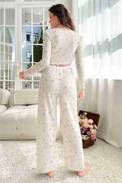 Merry See Örme Kumaş Baskılı Uzun Kollu Pijama Takımı Merry See MS4072 - Alternatif Görünüm