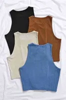 Kolsuz Örme Kumaş Siyah Kadın Crop Bluz Siyah Merry See MS39019 Siyah görsel 4