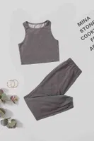 Merry See Tek Renk 1 Takım Kolsuz Polarlı Alt Üst Pijama Takımı MS 40819 Gri Gri farklı açı
