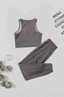 Merry See Tek Renk 1 Takım Kolsuz Polarlı Alt Üst Pijama Takımı MS 40819 Gri Gri görsel 4