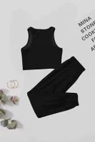 Polarlı Kalın Askılı Crop Kadın Pijama Takımı Siyah Merry See MS 40819 Siyah görsel 4