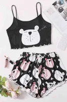 Uyuyan Ayıcık Basklı Ultrasoft Askılı Sortlu Pijama Takımı Merry See MS4073 Çok Renkli görsel 4