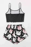 Uyuyan Ayıcık Basklı Ultrasoft Askılı Sortlu Pijama Takımı Merry See MS4073 Çok Renkli görsel 5
