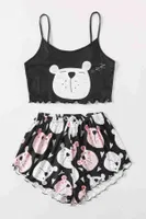 Uyuyan Ayıcık Basklı Ultrasoft Askılı Sortlu Pijama Takımı Merry See MS4073 Çok Renkli görsel 6