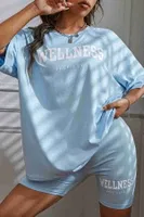 Kısa Kollu Şortlu Wellness Baskılı Soft Kadın Pijama Takımı Mavi Merry See MS 4075 Mavi