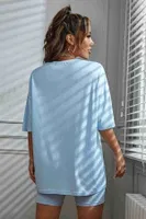 Kısa Kollu Şortlu Wellness Baskılı Soft Kadın Pijama Takımı Mavi Merry See MS 4075 Mavi detay görünüm