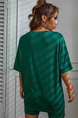 Merry See Wellness Baskılı Soft Kısa Kollu Kadın Tayt Takımı Yeşil Merry See MS 4075 - Alternatif Görünüm