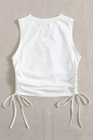 Yanları Büzgülü Kolsuz Bluz Crop Top Atlet Beyaz Merry See 4577 Beyaz detay görünüm