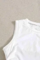 Yanları Büzgülü Kolsuz Bluz Crop Top Atlet Beyaz Merry See 4577 Beyaz farklı açı