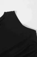 Yanları Büzgülü Kolsuz Bluz Crop Top Atlet Siyah Merry See 4579 Siyah görsel 4