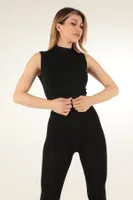Mio Studio Turtleneck Sports Kısa Üst Miorre 001-002103 Siyah görsel 5