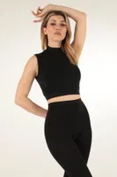 Mio Studio Turtleneck Sports Kısa Üst Miorre 001-002103 Siyah görsel 7