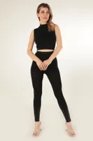 Mio Studio Turtleneck Sports Kısa Üst Miorre 001-002103 Siyah görsel 8