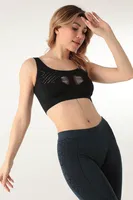 MioFit Kalın Askılı Desenli Seamless Spor Sütyen Miorre 999-ZZ0124 Siyah detay görünüm