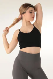 Miorre Miorre İnce Askılı V Yaka Desteksiz Fitilli Spor Sütyen Miorre 999-ZZ0131