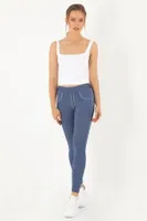 Miorre Lidyana Seamless Kot Desenli Tayt 148-000291 Lacivert detay görünüm