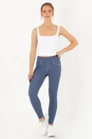 Miorre Lidyana Seamless Kot Desenli Tayt 148-000291 Lacivert farklı açı