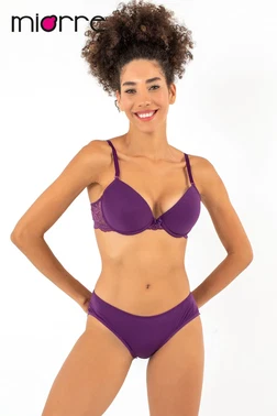 Miorre Miorre Mor Renk Yarım Dolgulu Dantelli Sütyen Takım - Alternatif Görünüm