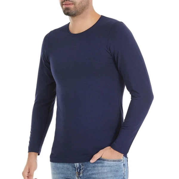 Modal Lacivert O-Yaka Uzun Kollu Erkek T-Shirt Yıldız 387