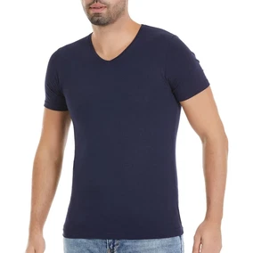 Yıldız Çamaşır Modal Lacivert V Yaka Kısa Kollu Modal Erkek T-Shirt Yıldız 153
