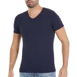 Modal Lacivert V Yaka Kısa Kollu Modal Erkek T-Shirt Yıldız 153 Lacivert