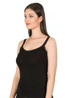 Modal Pamuklu İnce Askılı Dantelli Kadın Atlet Özkan 24675  Siyah görsel 8