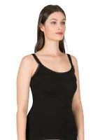 Modal Pamuklu İnce Askılı Dantelli Kadın Atlet Özkan 24675  Siyah görsel 9