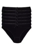 Modal Siyah 6'lı Paket Dantelli Kadın Bikini Külot Yıldız 3901 Siyah