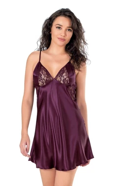 Ahu Lingerie Mürdüm Kısa Saten Gecelik Ahu Primoda 8144 - Alternatif Görünüm