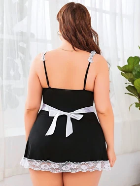 NightLight İp Bağlamalı Dantelli Fantazi Hizmetçi Kostümü NightLight 3500 - Alternatif Görünüm