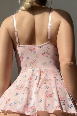 NightLight Önden Yırtmaçlı Çiçekli Erotik Gecelik NightLight 3664 - Alternatif Görünüm