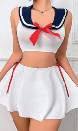 NightLight Kurdelalı Mini Etekli Fantazi Denizci Kostümü NightLight 3680